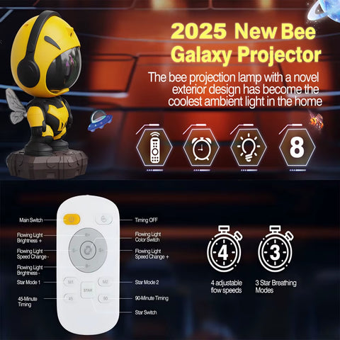 Bee Galaxy Projector,Star Projector Galaxy Night Light,Starry Nebula Ceiling LED Lamp with Timer and Remote ,Kids Room Decor