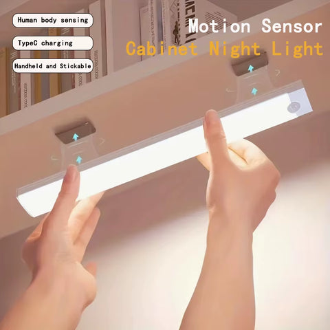 2PCS Wireless Motion-Sensor LED Light Bar, Rechargeable Magnetic Night Light Corridor Kitchen Cabinet Stairs Hallway Wardrobe