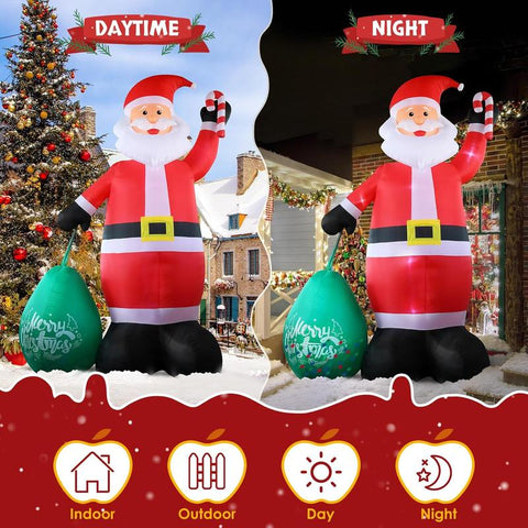 VINGLI Giant Inflatable Christmas Decorations - Lighted Outdoor Santa and Gift Boxes for Festive Cheer