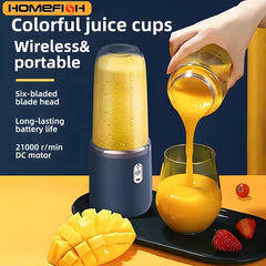 Portable Blender Bottle Electric 6 Blades Multifunction Juice Blender Fresh Juice Smoothie Blender Ice Crushcup Food Processor