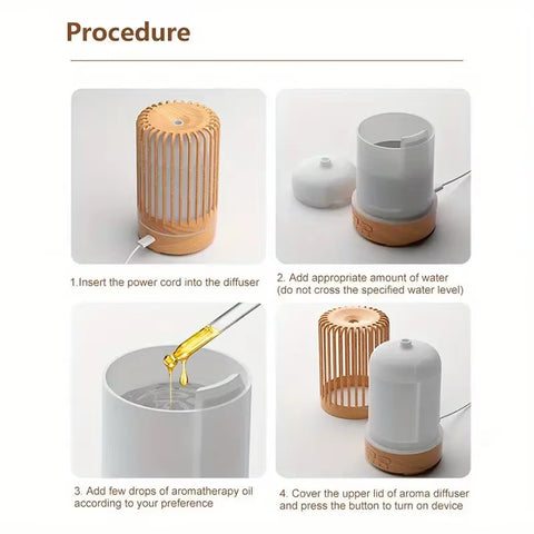 Birdcage Aromatherapy Machine, Wood Grain Bedroom, Ultrasonic Fragrance, Essential Oil, Silent Air Humidifier, Fragrance Sprayer