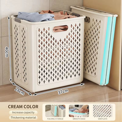 Foldable Laundry Baskets with Wheels Dirty Clothes Basket Large Capacity Cart Bathroom Multifunctional Storage Basket