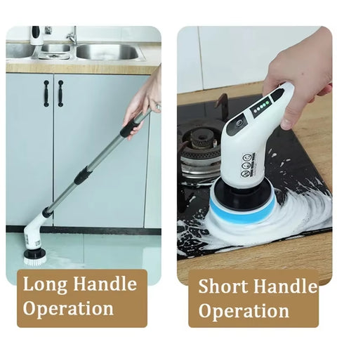 Multifunctional 9 in 1 Cordless Electric Cleaning Brush Retractable Long Handle Kitchen Car Cleaning Tool Household