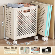 Foldable Laundry Baskets with Wheels Dirty Clothes Basket Large Capacity Cart Bathroom Multifunctional Storage Basket