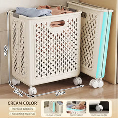 Foldable Laundry Baskets with Wheels Dirty Clothes Basket Large Capacity Cart Bathroom Multifunctional Storage Basket