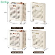 Foldable Laundry Baskets with Wheels Dirty Clothes Basket Large Capacity Cart Bathroom Multifunctional Storage Basket