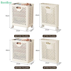 Foldable Laundry Baskets with Wheels Dirty Clothes Basket Large Capacity Cart Bathroom Multifunctional Storage Basket