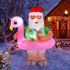 VINGLI Giant Inflatable Christmas Decorations - Lighted Outdoor Santa and Gift Boxes for Festive Cheer
