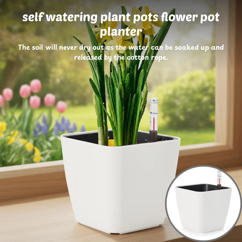 Self Watering Plant Pot Lazy Flower Pot Automatic Planter Automatic Water-Absorbing Flowerpot with Water Level Indicator