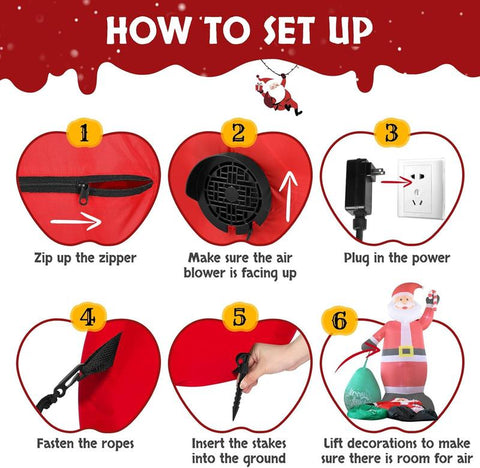 VINGLI Giant Inflatable Christmas Decorations - Lighted Outdoor Santa and Gift Boxes for Festive Cheer