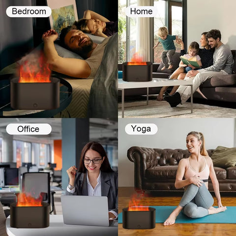 Humidifier Flame Aromatherapy Diffuser Can Add Essential Oils 7 Colour Flame Diffuser Timing USB Desktop Air Humidifier for Home