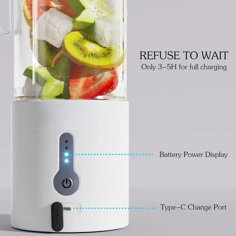 Powerful Portable Blender for Shakes and Smoothies On-The-Go, 150W Motor, Fast USB C Rechargeable, Compact Design with Power Dis