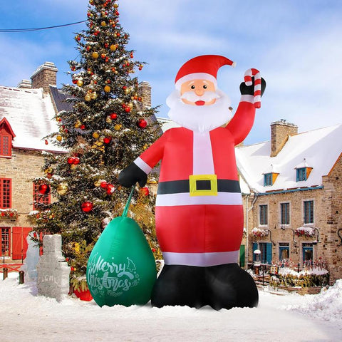 VINGLI Giant Inflatable Christmas Decorations - Lighted Outdoor Santa and Gift Boxes for Festive Cheer