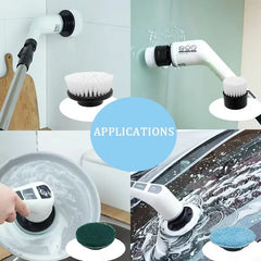 Multifunctional 9 in 1 Cordless Electric Cleaning Brush Retractable Long Handle Kitchen Car Cleaning Tool Household